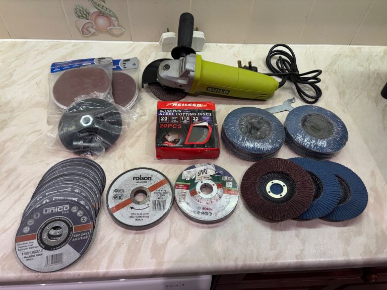 Guild Angle Grinder with Large Disc Assortment – Good Condition