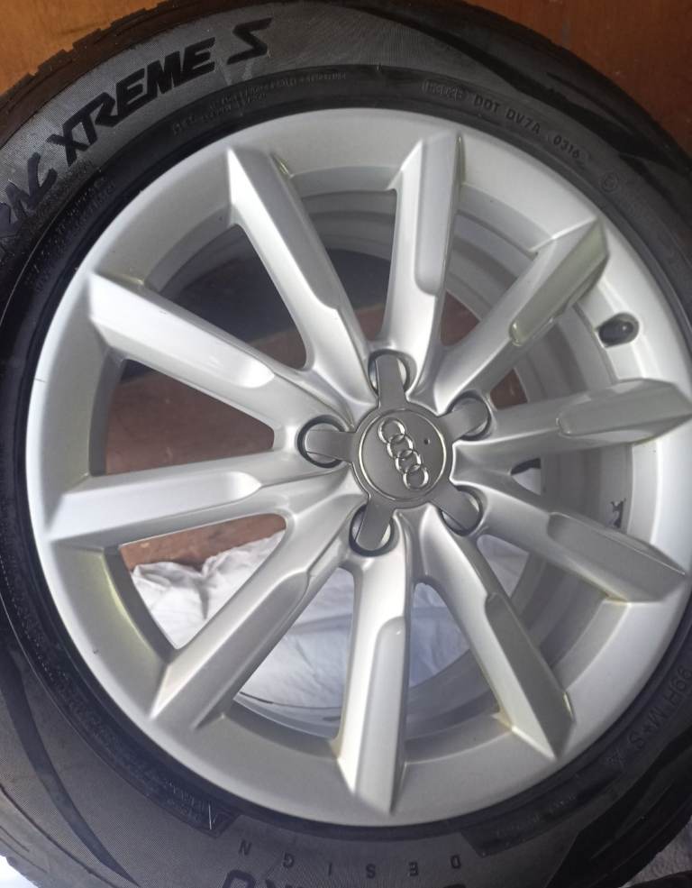 ORIGINAL GERMAN AUDI SUV ALLOYS - 5 STUD - IMMACULATE WITH WINTER TYRES X 4 - 17 INCH