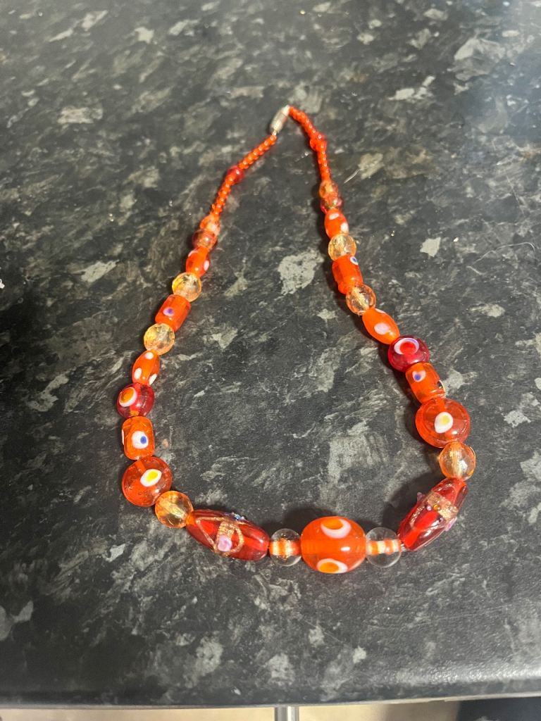 Vintage unusual glass necklace 