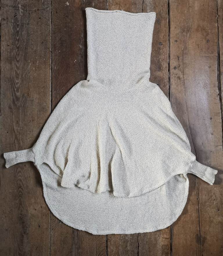 Unique roll neck knitted cotton jumper / smock / poncho