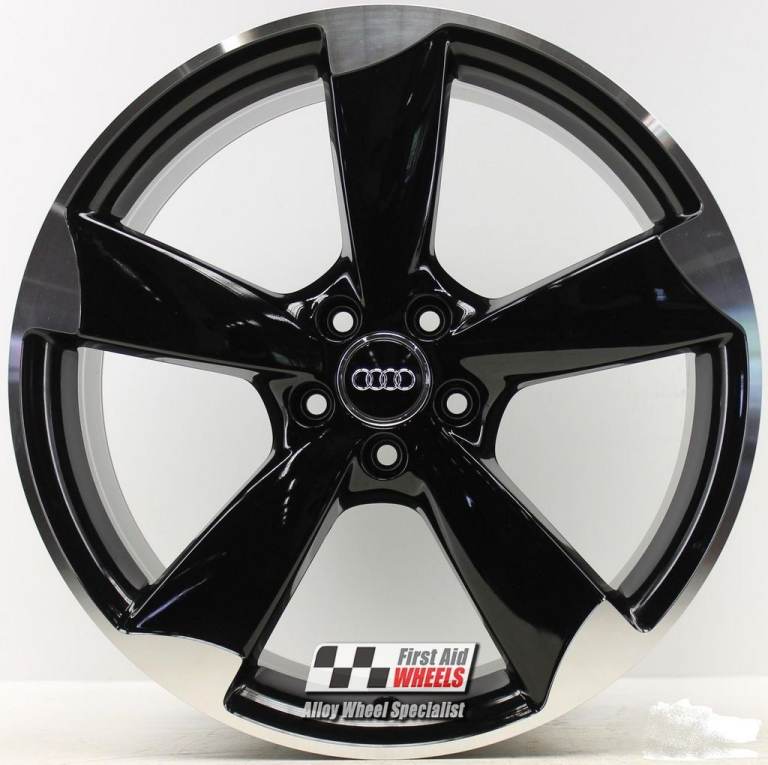 R449DBG Swap AUDI A5 8T S5 4X 19" GENUINE ROTOR GLOSS BLACK DIAMOND CUT ALLOY WHEELS