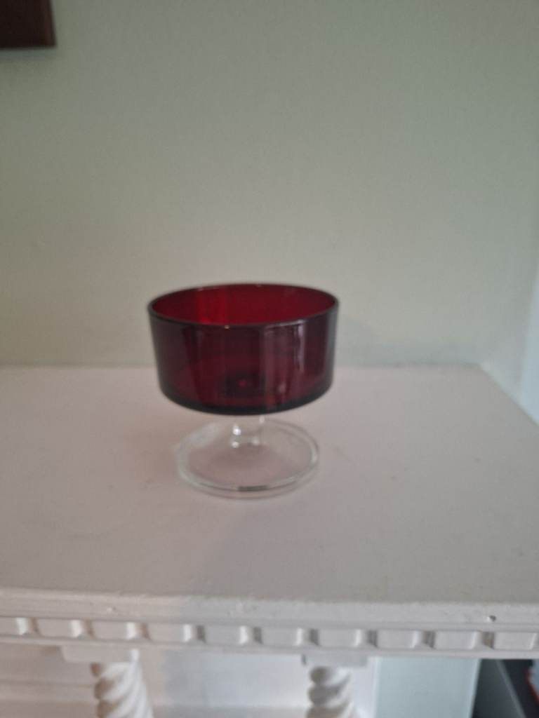 Midcentury ruby red luminarc footed glass