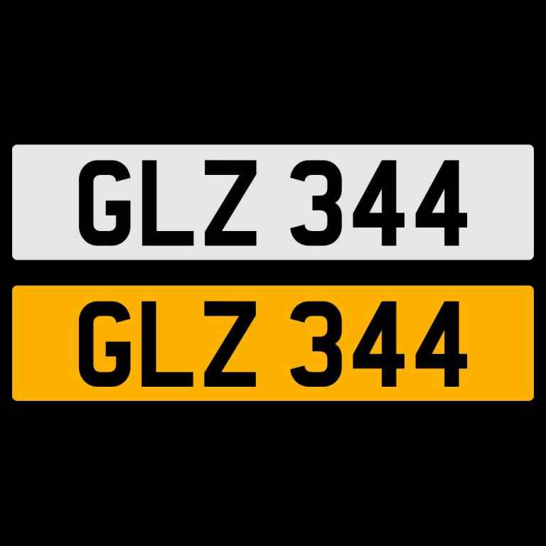 GLZ 344 NUMBER PLATE REGISTRATION NUMBERPLATE CHERISHED DATELESS