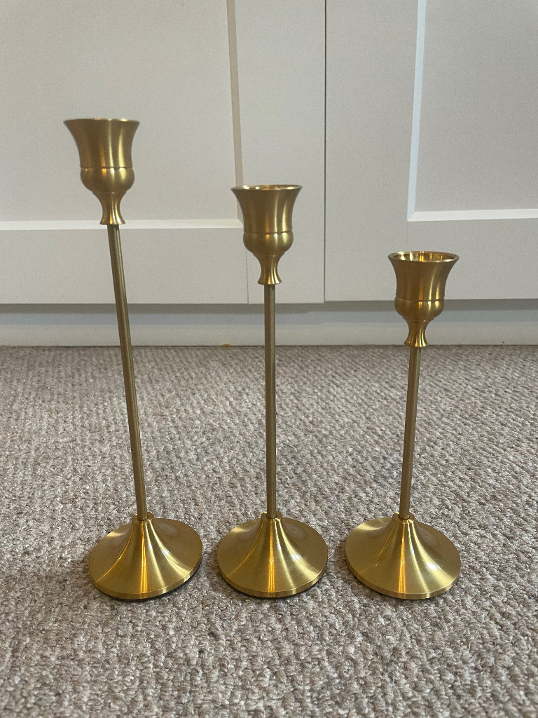 Candle stick holders (brass/gold) 3 x 8sets 