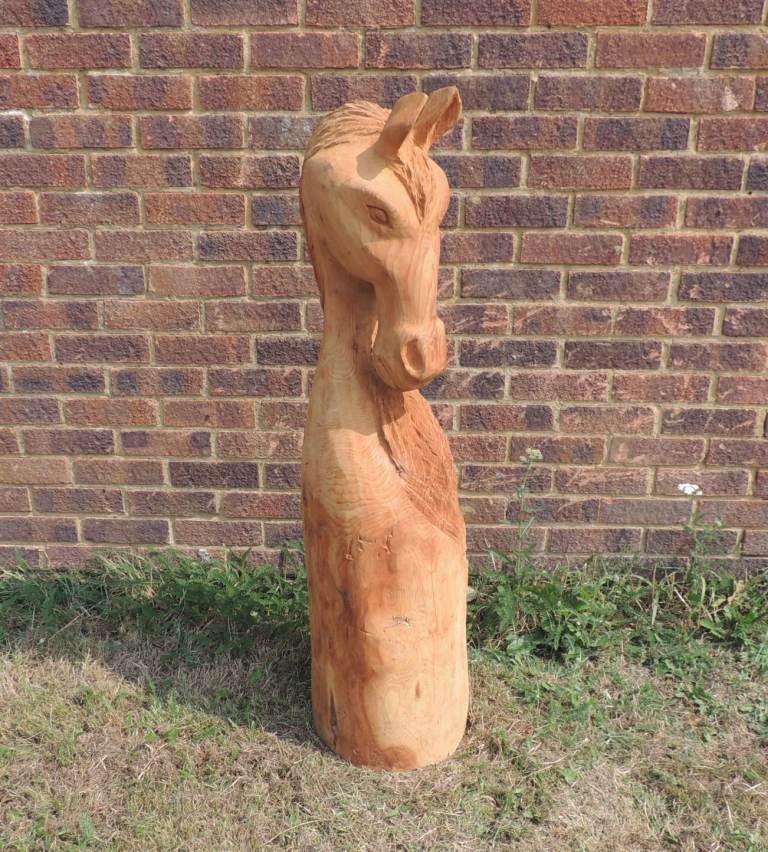 Chainsaw Carving Horse Garden Sculpture Solid Wood Feature Made From Redwood