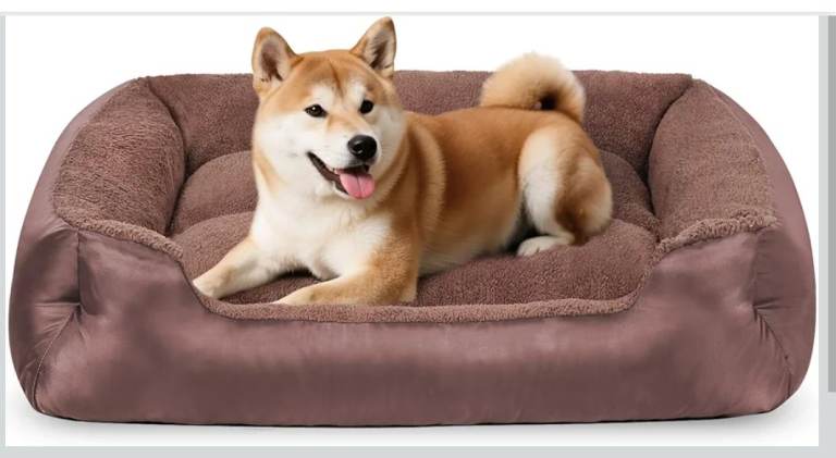 Dog Bed, Rectangle Soft Calming Pet Bed Large Washable Dog Bed, Warm Comfortable