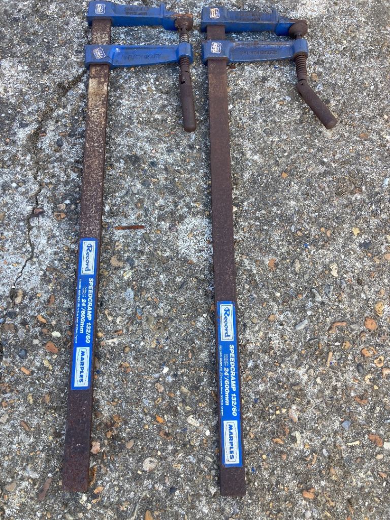 Pair of Record Marples Speedclamp 132/60 F-Clamps – Fair Condition