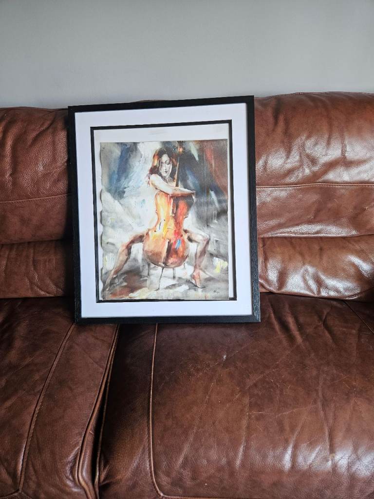 Framed canvas art work 