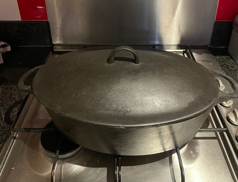 Two Cast Iron Casserole Pots with Lids