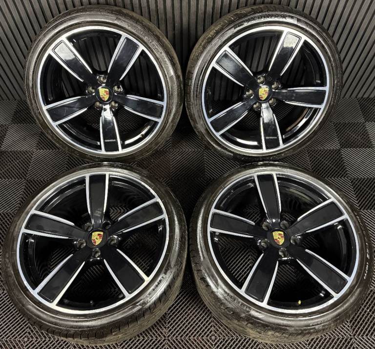 22'' GENUINE PORSCHE CAYENNE CLASSIC II BLACK DC ALLOY WHEELS ALLOYS TYRES