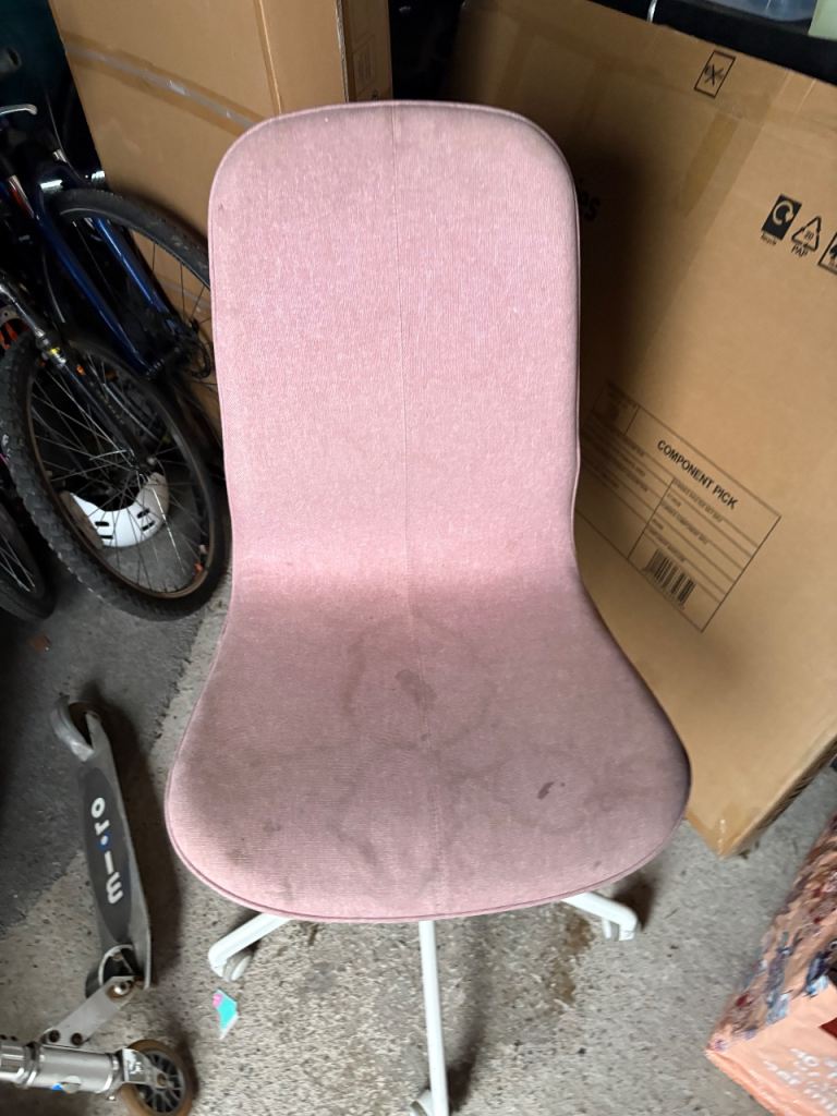 Pink Office Swivel Chair – Fabric, Fair Condition