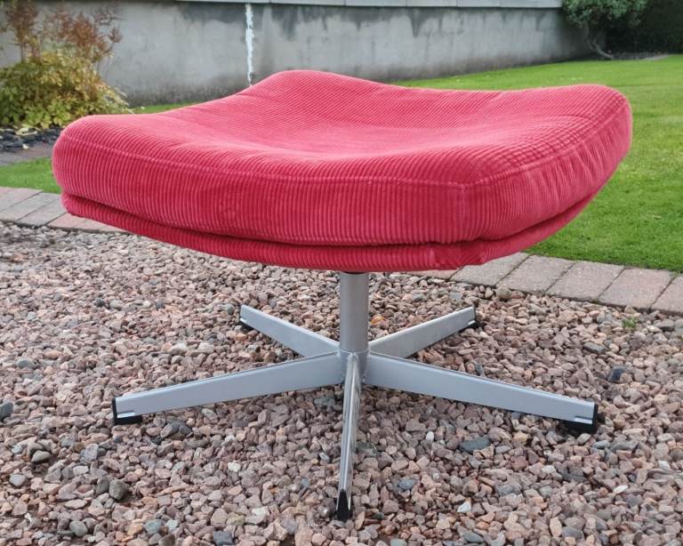 Vintage 80s ikea mila footstool in red cord. 