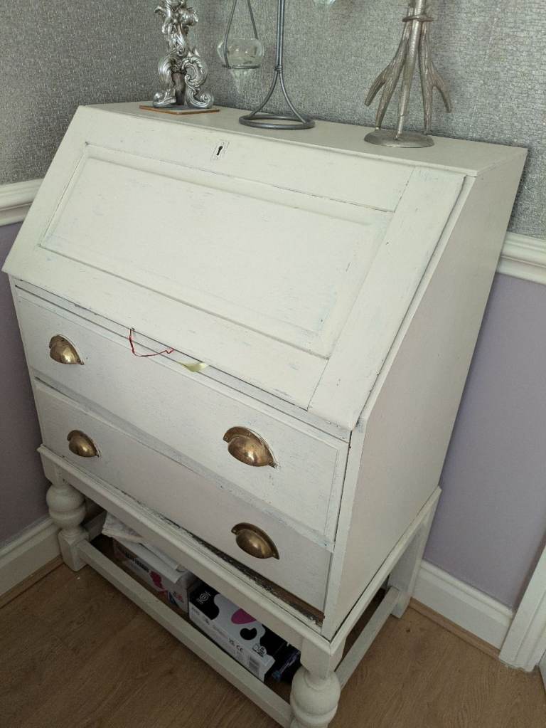 Desk with fold down leaf, 2 drawers