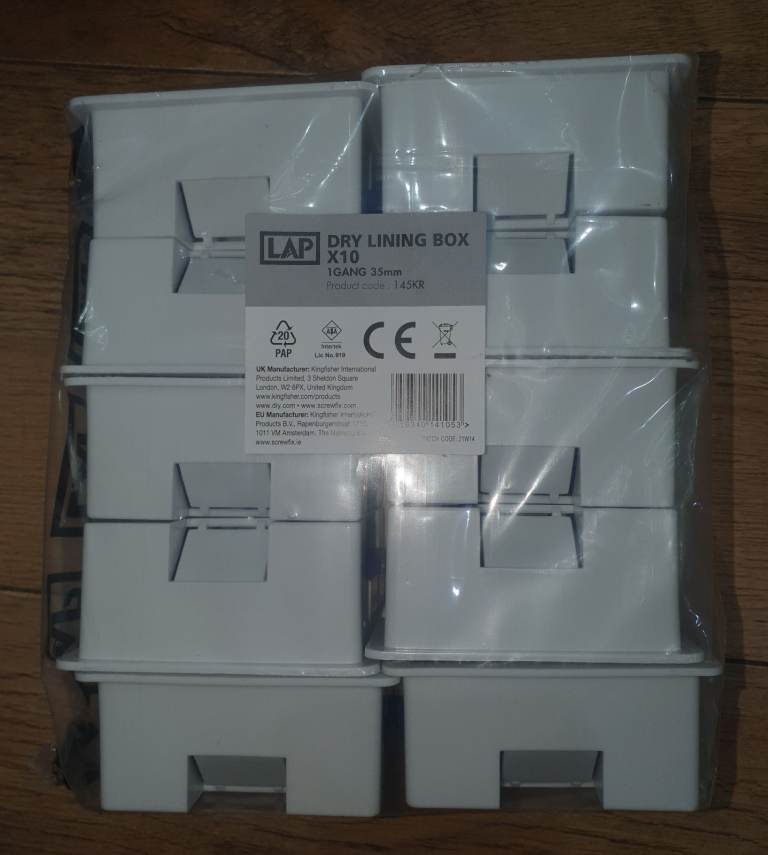 20x LAP Dry Lining Box Electrical Plasterboard Single  1 GANG 35mm 145KR