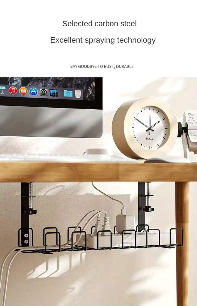 Under table, tv trolley cable management tray no drill needed