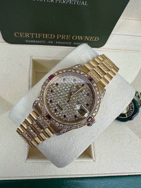 ROLEX 31MM 18K DIAMOND SET BOX AND CERTIFICATES