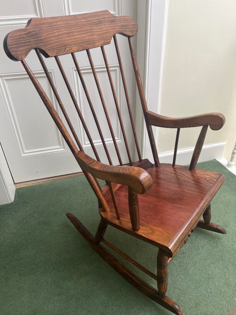 Beautiful retro antique wooden rocking chair 