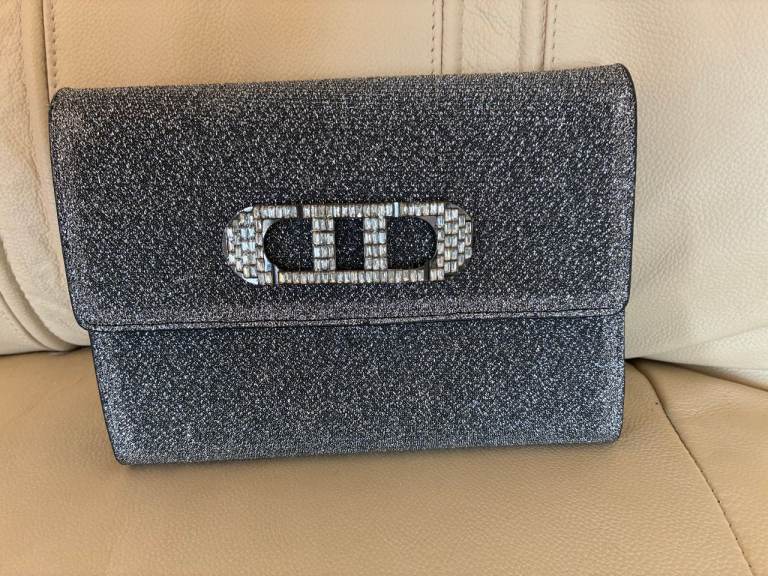 New - Silver glittering clutch, 20 x 15 cm