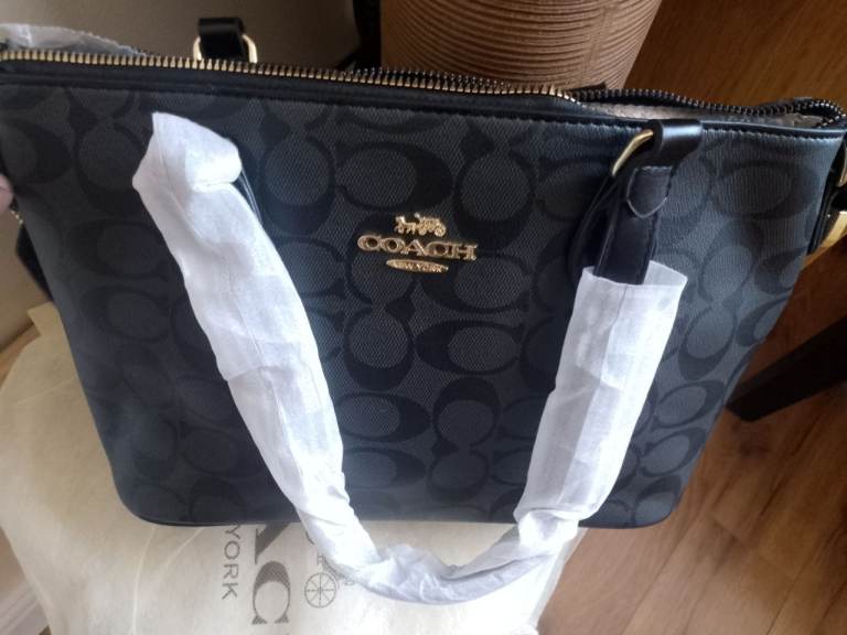 Coach Black Signature Canvas Handbag – Brand New