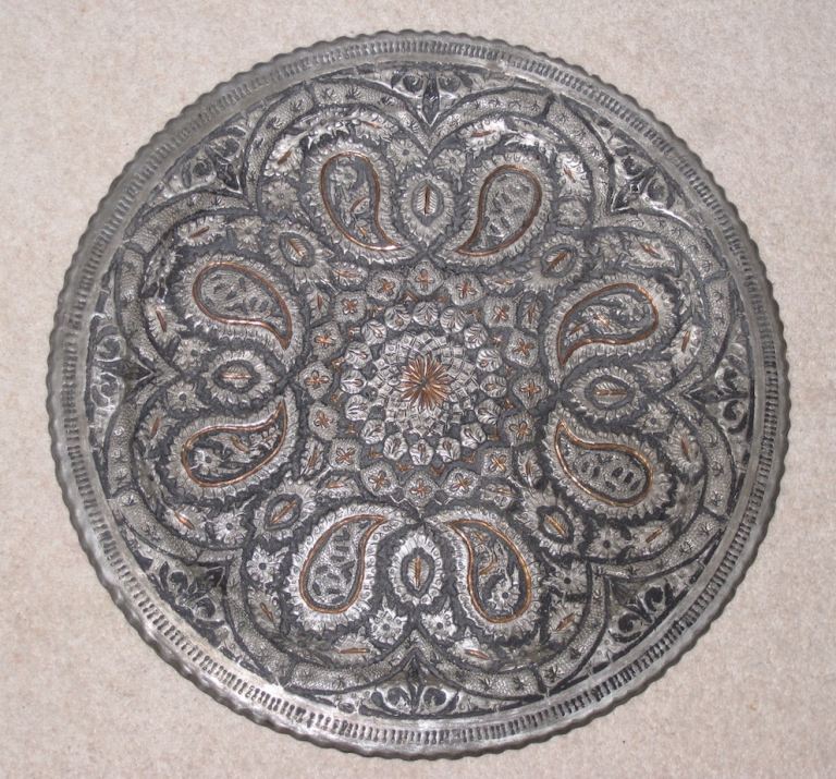 Vintage decorative Hand Hammered Metal Plate containing Copper