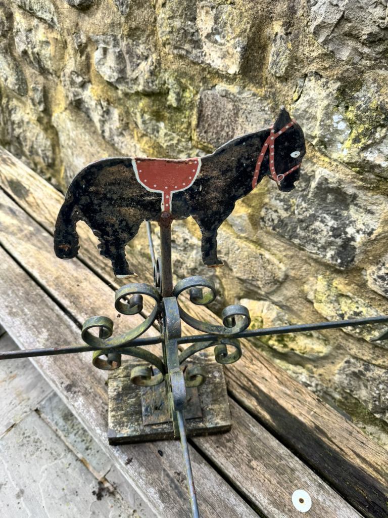 vintage metal toile donkey weather vain garden ornament prop 