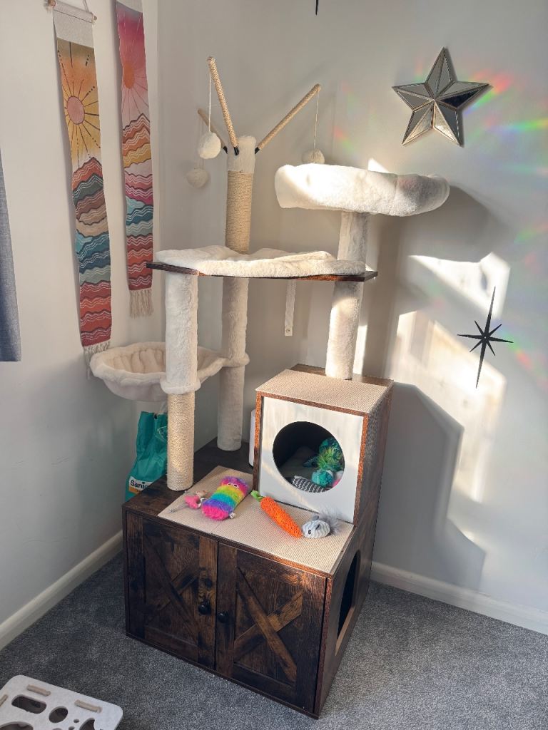 Cat Tree Hidden Litter Box Bed Enclosure 