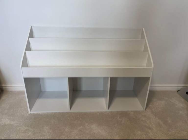 White Children's Bookshelf with Storage Cubbies From Dunelm