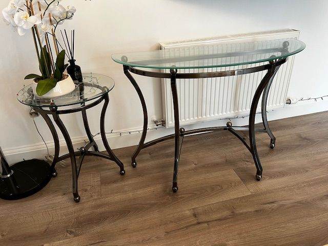 Matching Glass & Metal Tables  Good Condition 
