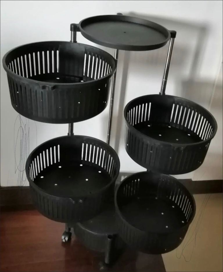 Brand new Stylish 4-Tier Rolling Storage Basket / Organiser – Modern Black