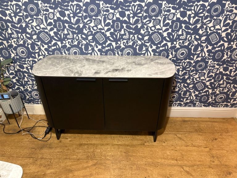 Black timber  side board with glass/ceramic top