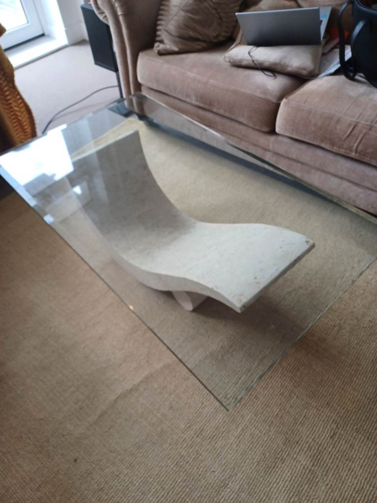 BEAUTIFUL  BEVELLED GLASS TOPPED COFFEE TABLE. OPEN TO OFFERS