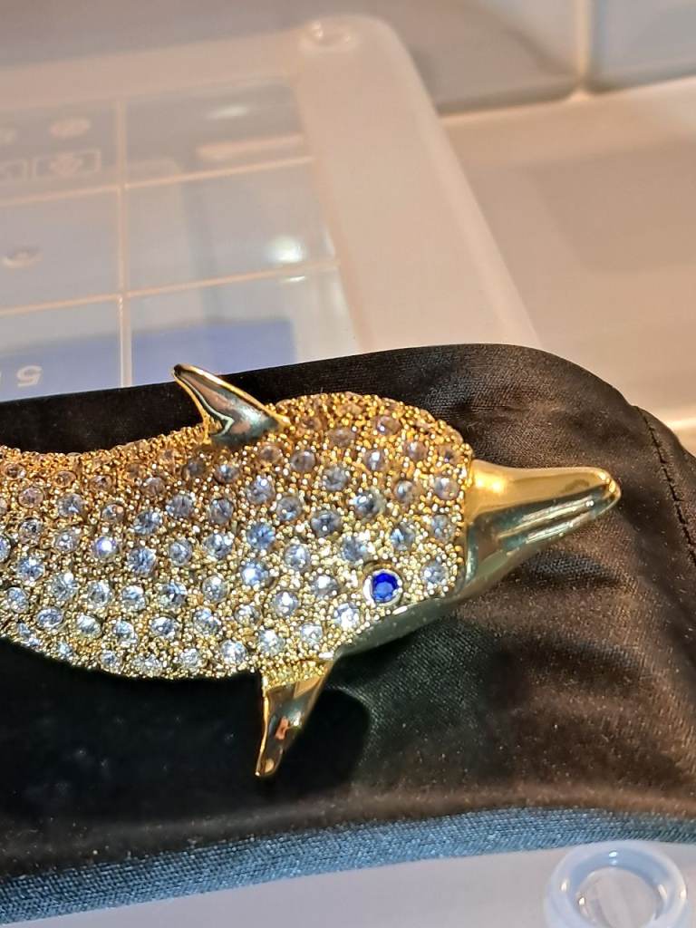 Vintage Jewelled Dolphin trinket box