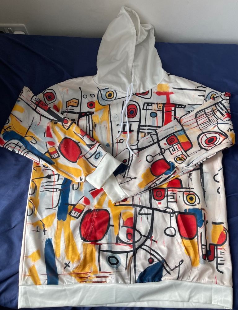 Men'S Graffiti Art Print Hoodie -(good as new)