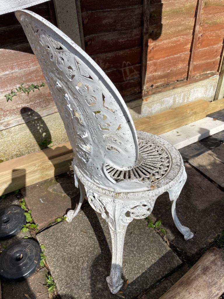 White metal garden chair
