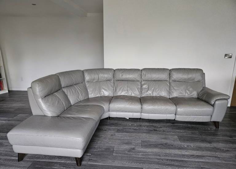 Grey leather corner sofa - open to offers