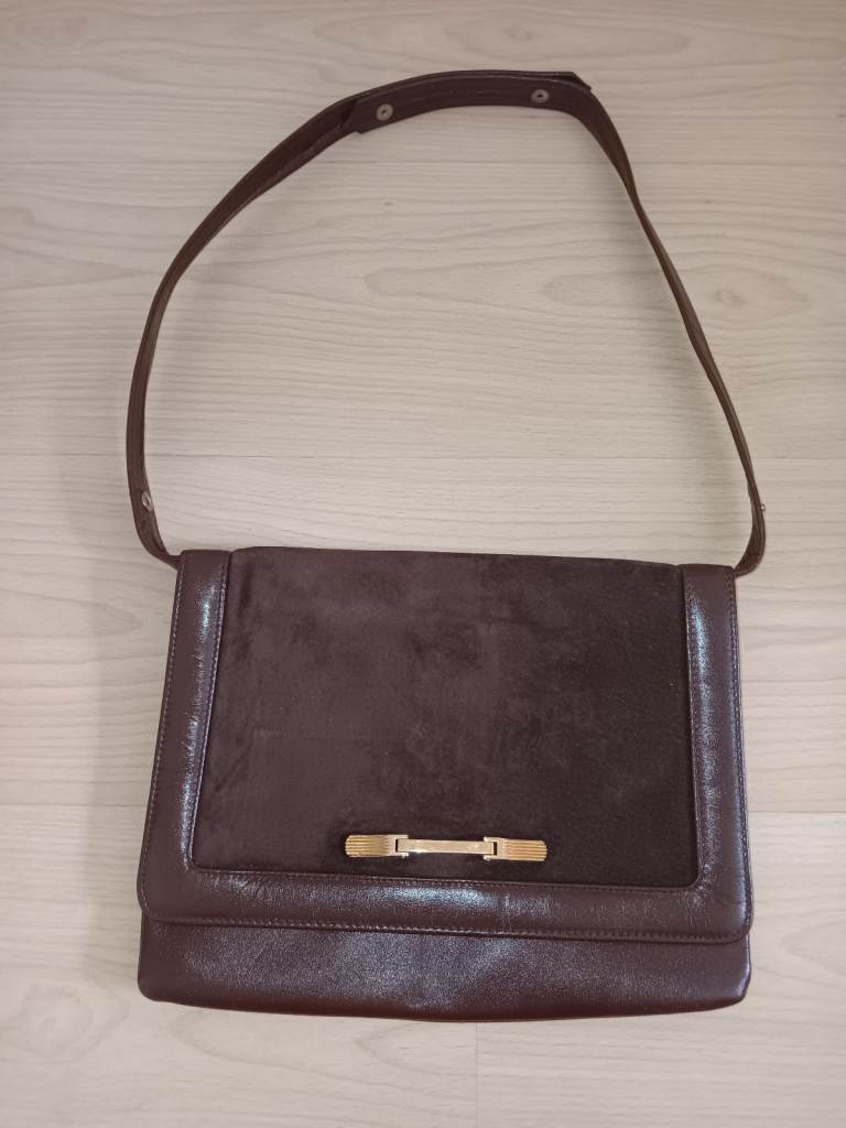 Suzy Smith Handbag Shoulder Bag Dark Brown Genuine Leather