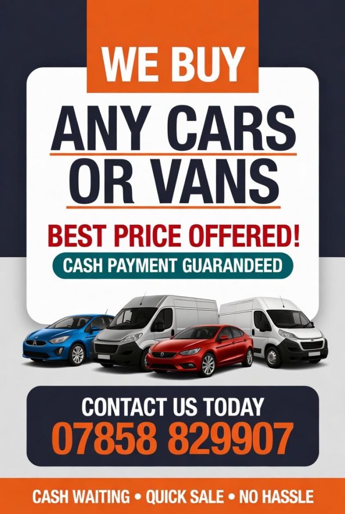 Wanted cars,vans and motorcycles 