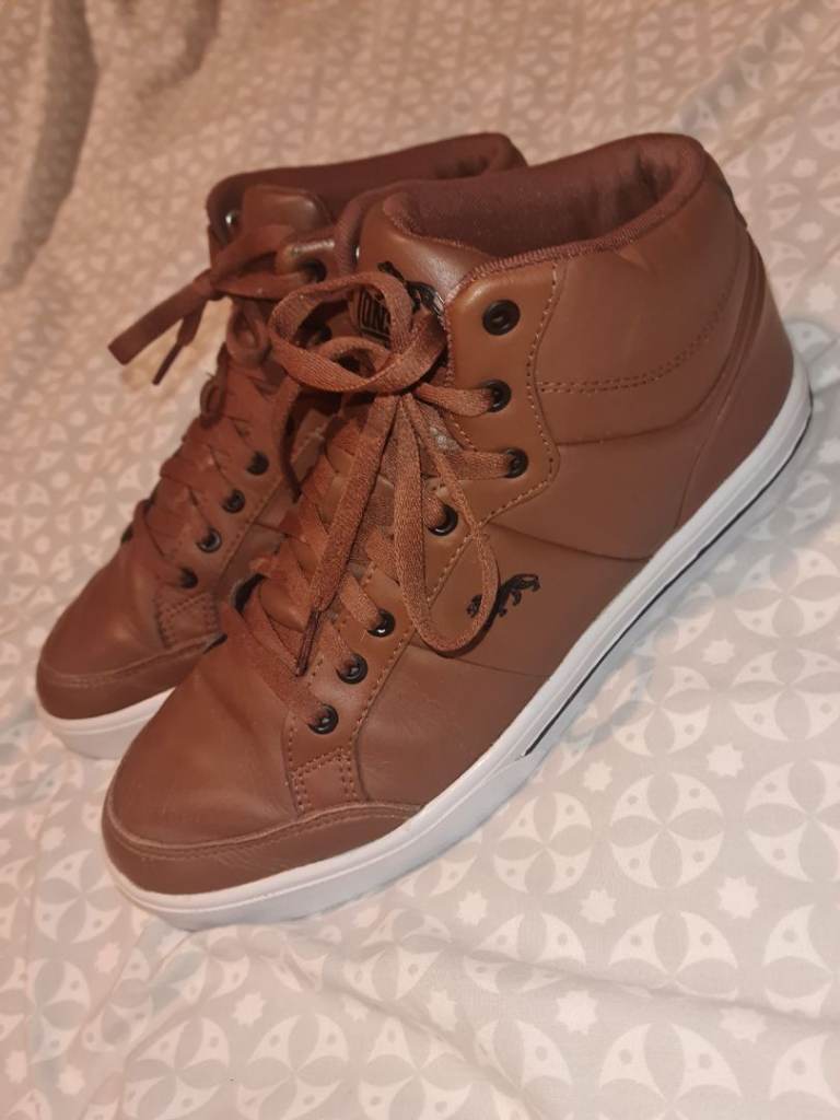 Lonsdale brown leather mid top trainers uk9.5 worn once so excellent condition