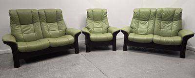Ekornes Stressless Reclining 2 x 2 Seater Sofas & Armchair Green 87251