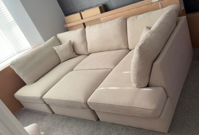 NEW Large Cream Fabric Modular U Shape Sofa