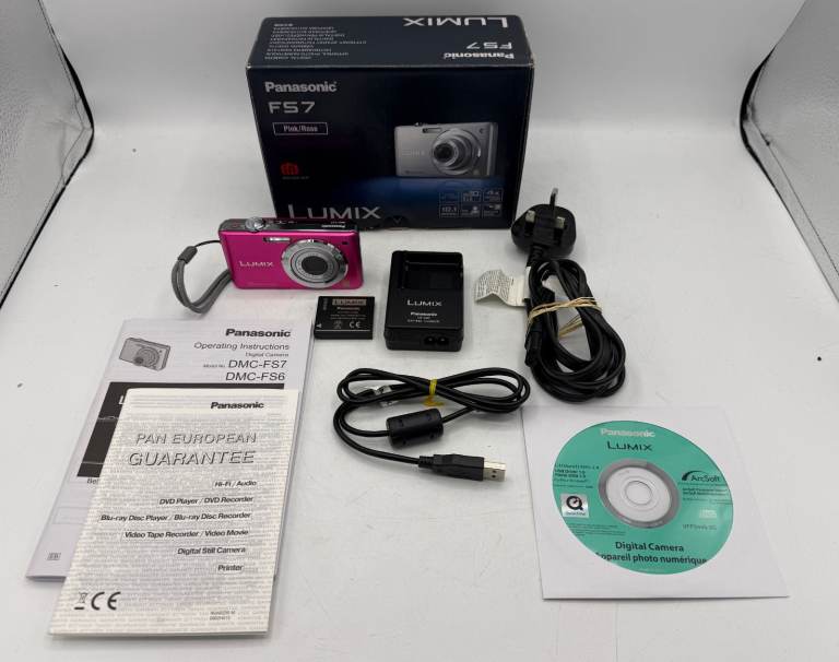 Panasonic Lumix DMC-FS7 10.1MP Pink Digital Camera Tested Working VGC Boxed