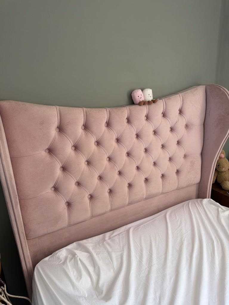 Lovely Pink Velvet Tufted Headboard for Double Bed