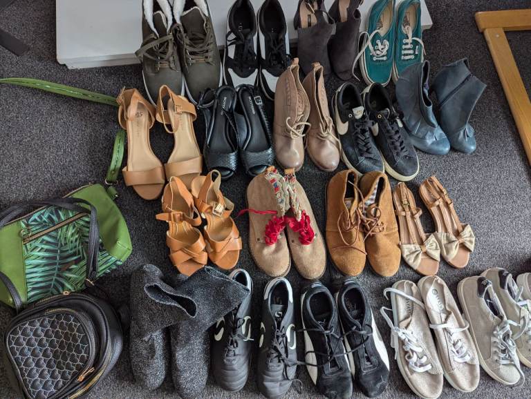 A bundle of various shoes