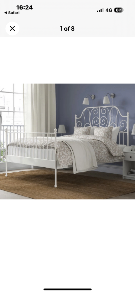 image for IKEA Leirvik metal double bed frame 
