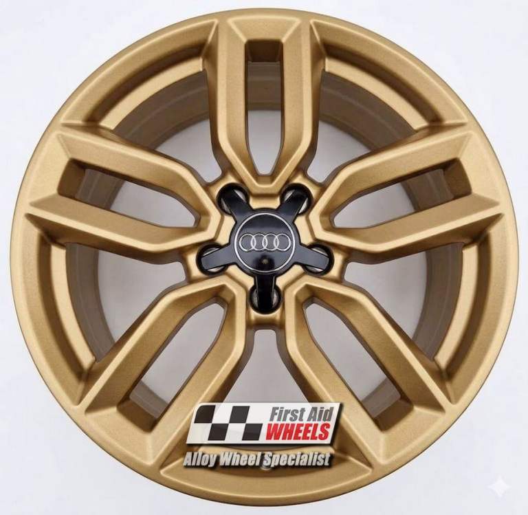 R602AGS Swap AUDI A3 S3 8V 4X 18'' GENUINE 5 V SPOKE SATIN AURUM GOLD ALLOY WHEELS