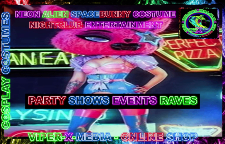 NEON ALIEN SPACEBUNNY DANCING NIGHTCLUB EVENTS SHOWS COSTUME - RAVE/DANCE/NEON