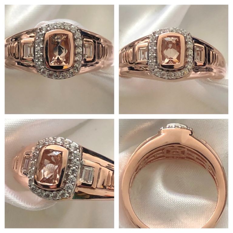 Morganite Rosegold Ring Size U V X Silver 925 RoseGold Overlay New