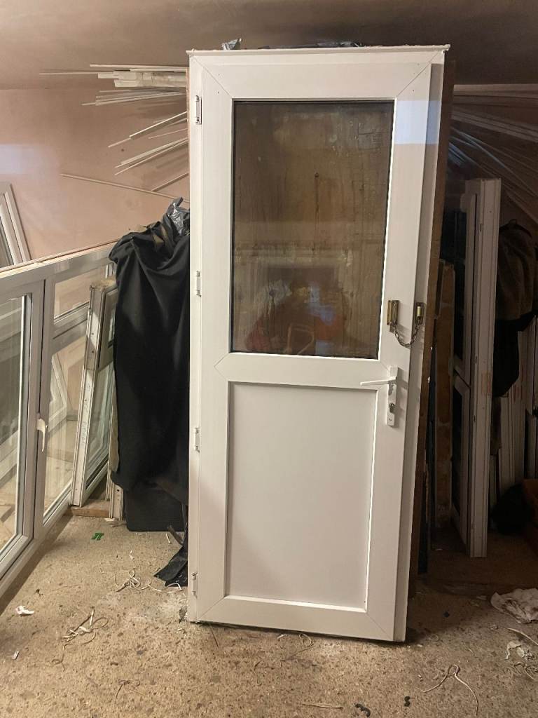 UPVC DOOR 203.5 x 82 cm - UPVC DOUBLE GLAZED DOOR - CLEAR GLASS (REF: DX198)