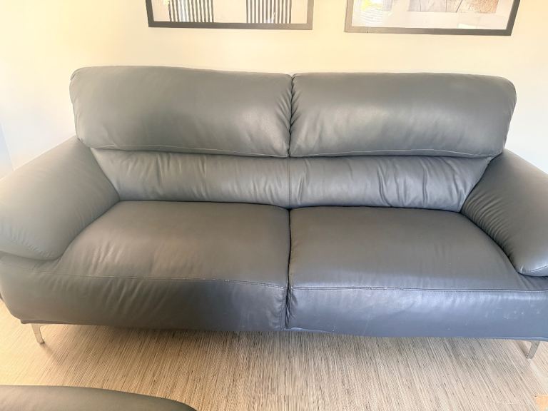 Free - 2 grey leather sofas 