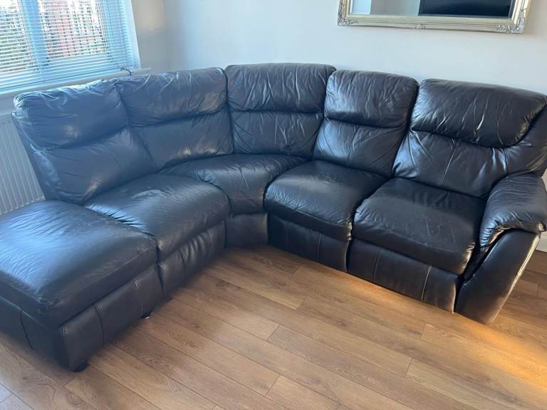 DESIGNER GENUINE LEATHER RECLINER CORNER SOFA DELIVERY AVAILABLE TODAY 